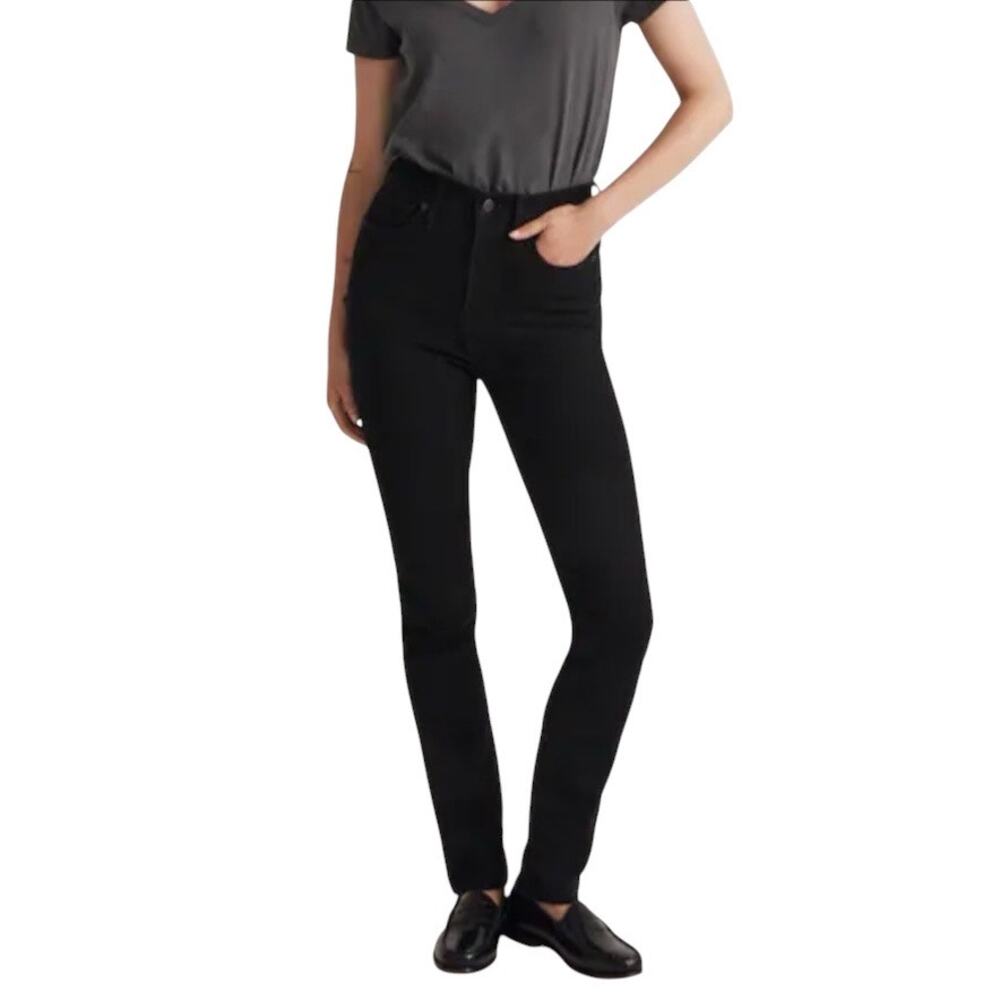 NWT Madewell Stovepipe Slim Fit Straight Jeans in Black Size 24